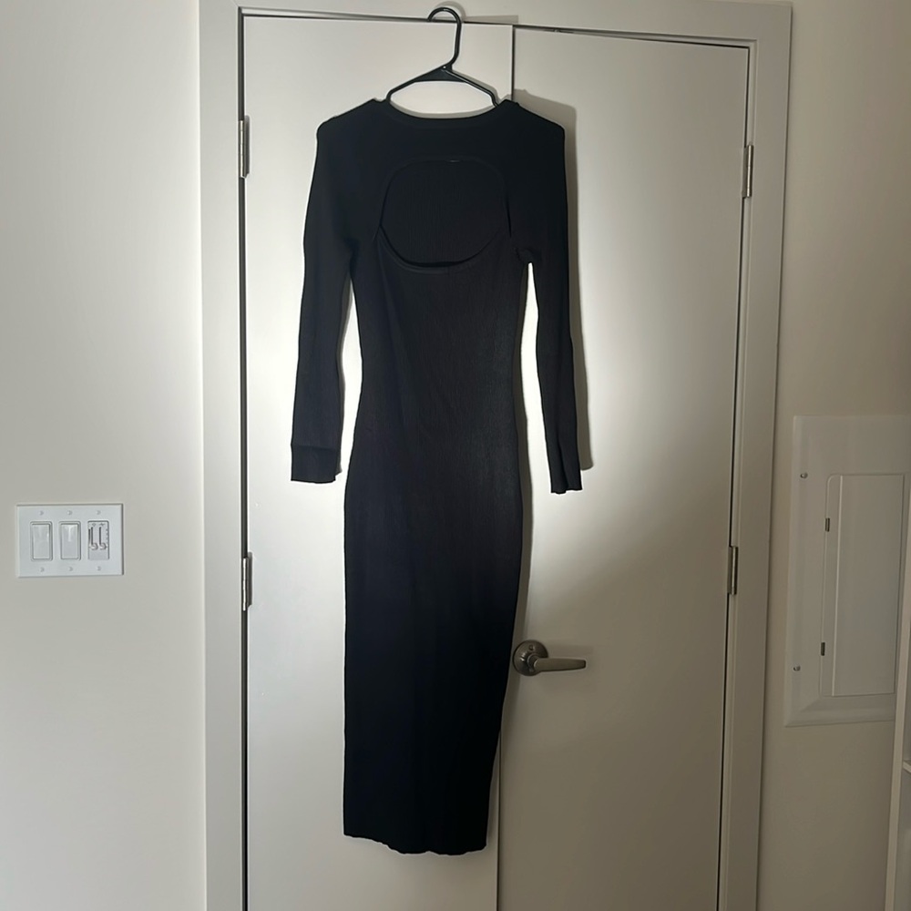 Nasty Gal Maxi Black Knit Dress with chest cut out